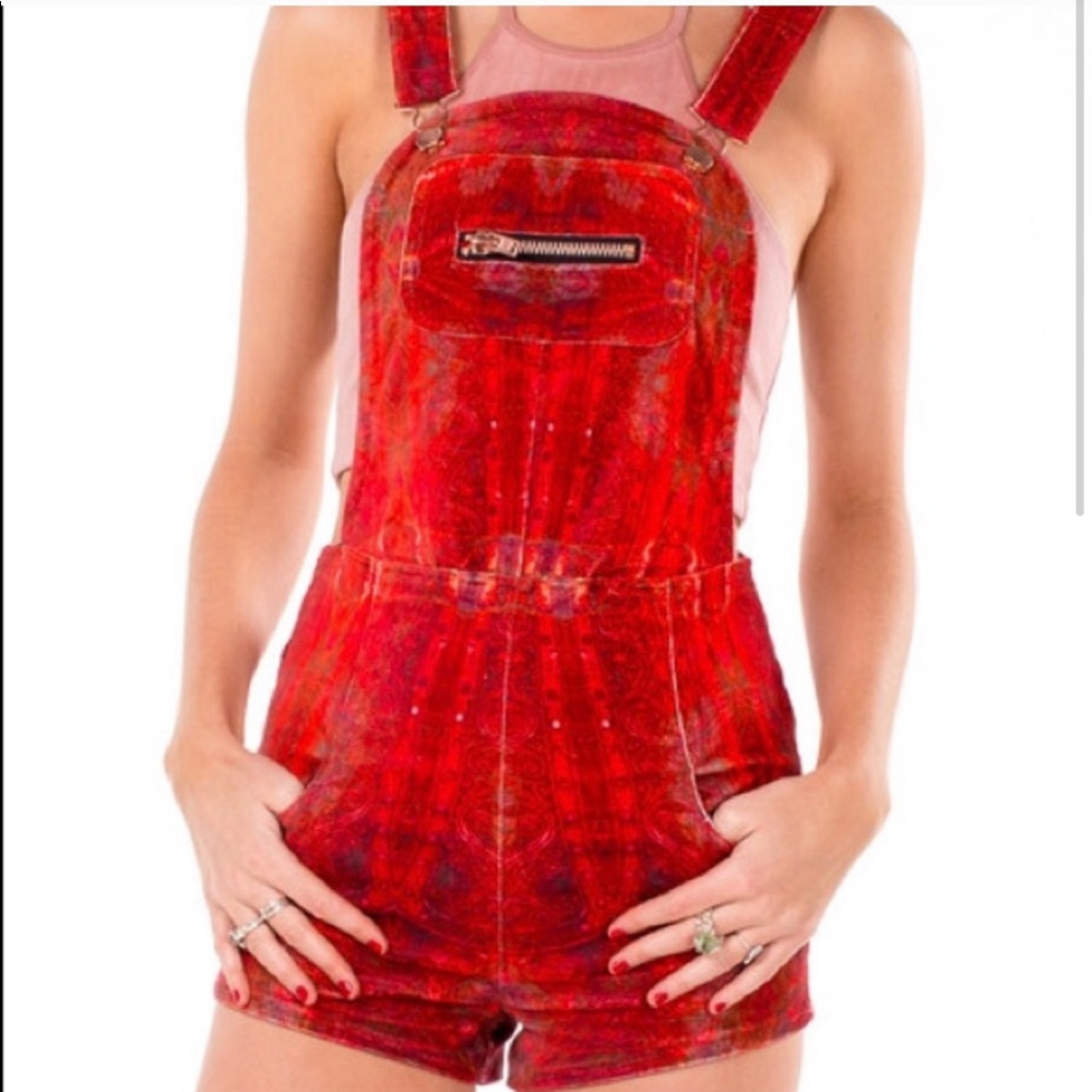 RARE Liberated Heart velvet overalls romper